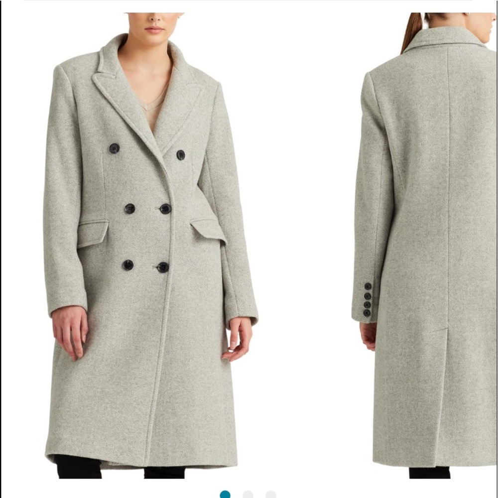 Lauren Ralph Lauren Herringbone Double-Breasted Coat - New Condition, 12